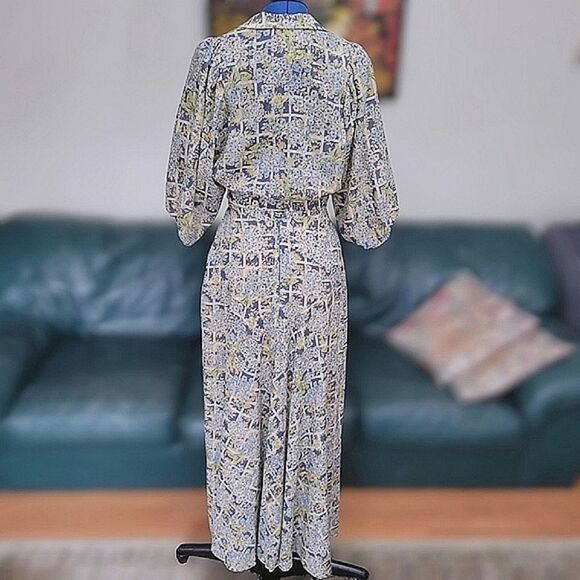 Vtg 70s blue floral print crop blouse & maxi skirt set - Picture 2 of 16